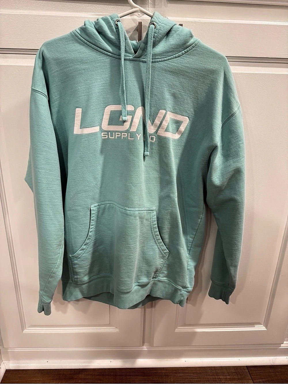 LAND Fleece Hoodie in Green Size Large